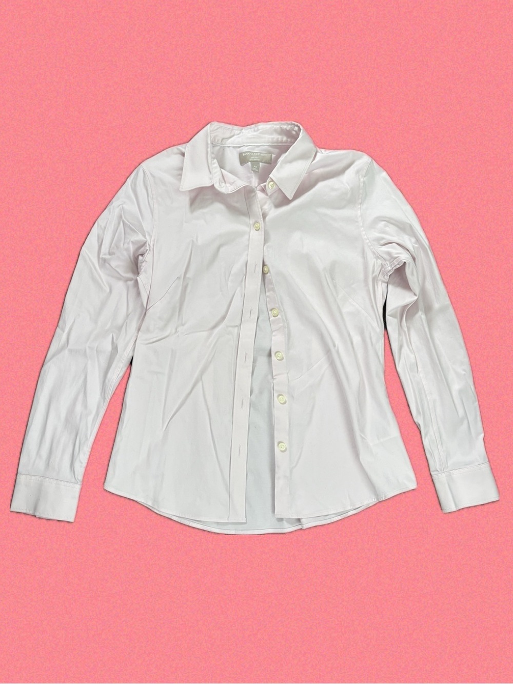 Baby Pink Fitted Stretchy Button Up